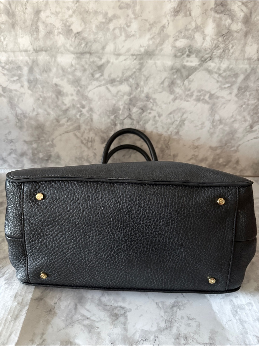 Tory Burch Black Leather Double-Handle Satchel with Gold Hardware - Picture 5 of 7